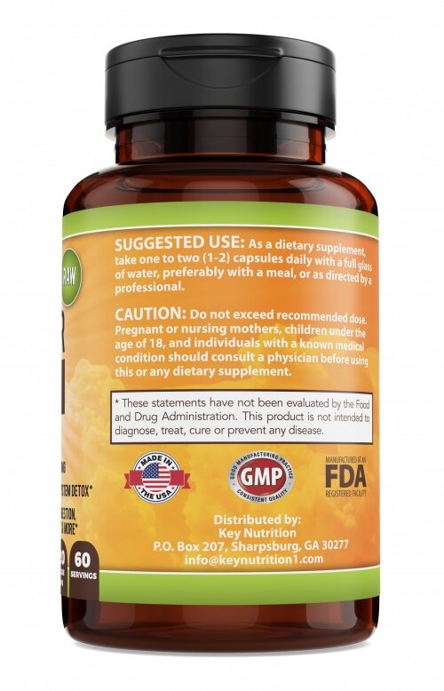 Apple Cider Vinegar Capsules from Key Nutrition (side of bottle), 1,500mg, Premium Raw 100% Pure